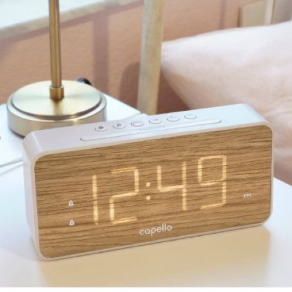 Extra Large Display Digital Alarm Clock White/Pine - Capello